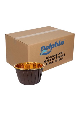 Dolphin Muffin-Kek Kapsülü Kahverengi-Altın 25 Adet x 60 Paket-Koli - Roll-Up