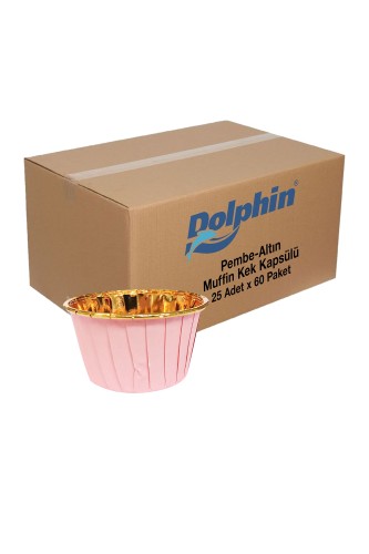 Dolphin Altın - Pembe Muffin Kek Kapsülü 25 Adet x 60 Paket Koli - Roll-Up