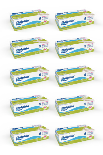 Dolphin Pudralı Lateks Muayene Eldiveni S Beden 100 Adet x 10 Paket - MDR - Dolphin