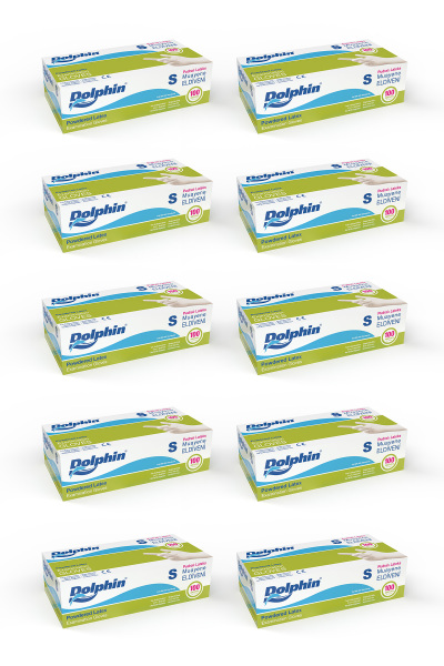 Dolphin Pudralı Lateks Muayene Eldiveni S Beden 100 Adet x 10 Paket - MDR - 1