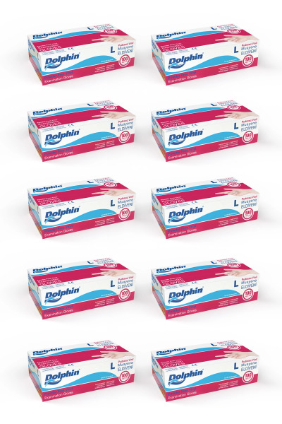 Dolphin Beyaz Vinil Eldiveni Pudrasız L 100 Adet x 10 Paket - Dolphin