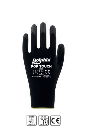 Dolphin - Dolphin Polyester Poliüretan İş Eldiveni Siyah POP TOUCH 10-XL 1 Çift