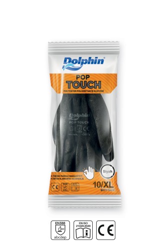 Dolphin Polyester Poliüretan İş Eldiveni Siyah POP TOUCH 10-XL 1 Çift - Thumbnail