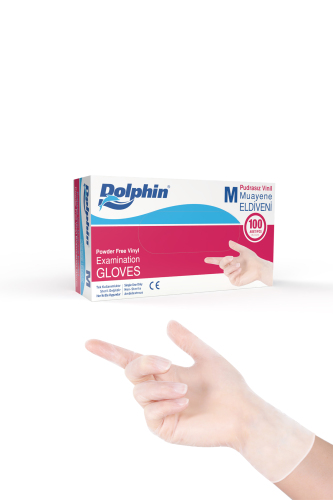 Dolphin Beyaz Vinil Eldiveni Pudrasız M 100 Adet - Dolphin