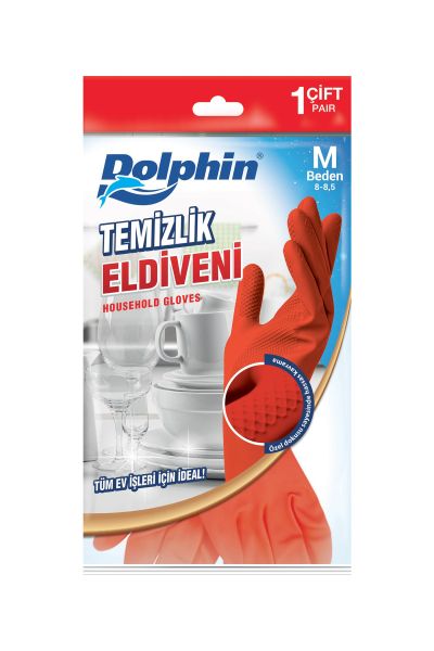 Dolphin Temizlik Eldiveni Kırmızı M 1 Çift - 2