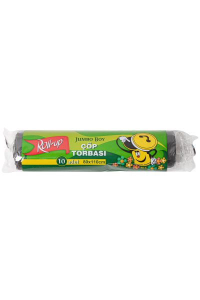 Roll-Up Jumbo Boy Siyah Çöp Torbası 80x110cm 10 Adet - 1